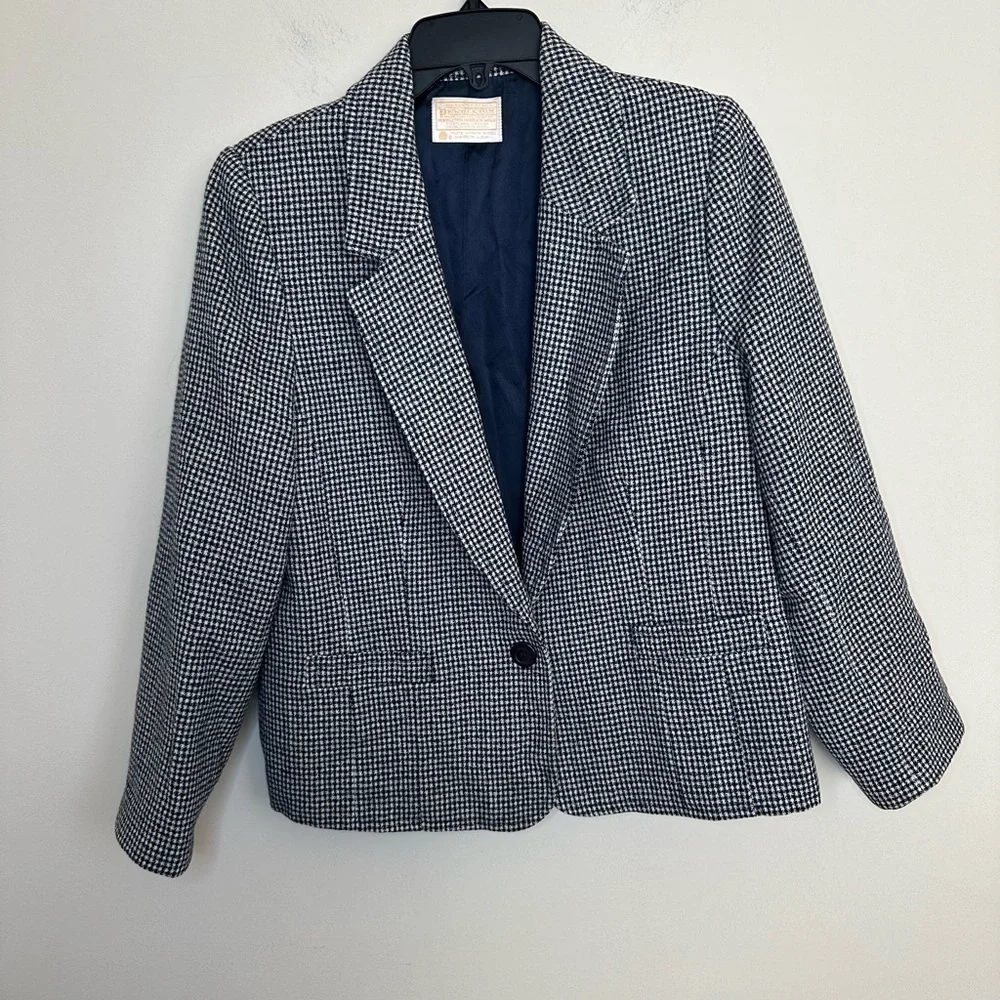 Classic Vintage Pendleton Houndstooth Blazer Size 14 (Runs Small) - Picture 1 of 14